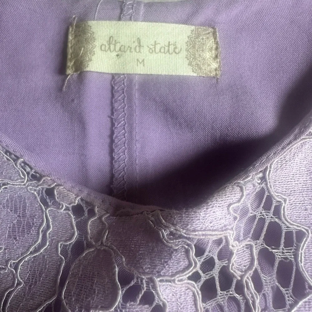 Altar'd State Lavender Purple Floral Lace‎ Sleeveless Boho Fairy Shift Dress Med